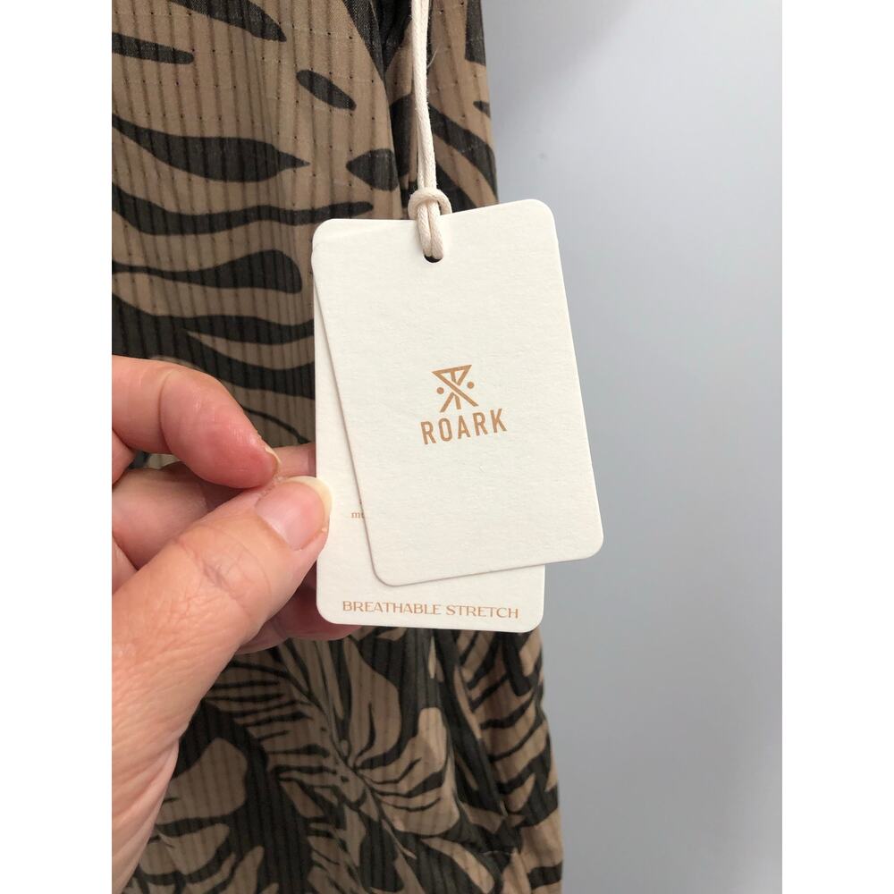 Roark Bless Up Dress in Khaki Leaf Print Breathable Outdoor Vacation Small NEW - Picture 4 of 12